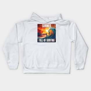 Summer Full Of Surfing Kids Hoodie